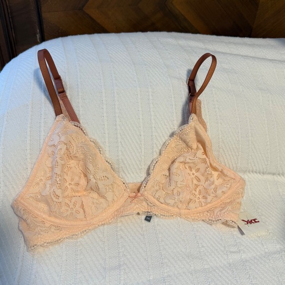 NWT Aerie by American Eagle Lace Bra neutral Color Block Happy 34C - Picture 6 of 9